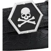 Philipp Plein Ledergürtel "Skull Crocco Geprägt"