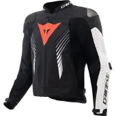 Dainese Super Speed 5 perforierte Motorrad Lederjacke, schwarz/weiß/rot, 52