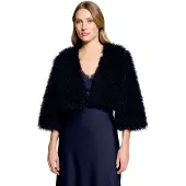 Vera Mont Fellimitatjacke "Kunstfell-Jacke mit Rundhalsausschnitt", Damen, Gr. 42, blau (night sky), Obermaterial: 100% Polyester PES., Jacken Fellimitatjacke
