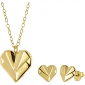 Trendor 31180 Schmuckset für Frauen Silber Vergoldet Herz Bundle