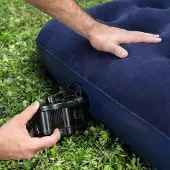 Markenlos Luftbett für Doppelbett, beflockt, aus Kunststoff und Polyester, Blau