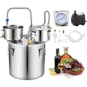 Vevor Distillieranlage 30 L mit Thumper-Fass Wasserpumpe Thermometer Silber