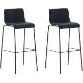 CLP 2er Set Barhocker Hoover Stoff 4-Fuß Gestell schwarz schwarz