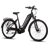 SAXONETTE Quantum Sport Trapez 28" E-Bike, SHIMANO Deore 10-Gang Kettenschaltung, Mittelmotor, 36V 15Ah Akku, Elektrofahrrad,RH45 (schwarz matt)