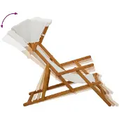 vidaXL Liegestuhl 3 Position Massives Eukalyptus Holz Creme