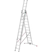 Hailo S120 Pro Mehrzweckleiter - 3-teilige, klappbare Aluminium-Leiter - als Schiebe-, Bock- und Anlegeleiter nutzbar - Höhe bis 7,85 m - Gewicht: 34 kg