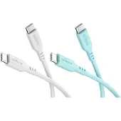 Goobay Crystal Lagoon Set 2x USB-C-Silikonkabel, 1,5 m,weisstürkis