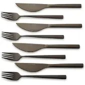 Echtwerk EW-PK-2205 Pizzabesteck-Set Pizzaset Steakbesteck Essbesteck 8-tlg. 4 Personen 4 Pizzamessern und 4 Pizzagabeln Edelstahl Silber-Edition, Farbe:Black