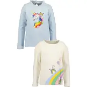 Blue Seven Langarmshirt , Mädchen, Gr. 104, bunt (multipack 1), Single Jersey, Obermaterial: 100% Baumwolle, bedruckt, unifarben, Basic normal, Rundhals, Shirts Langarmshirt, Baumwolle