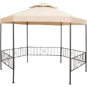 The Living Store Gartenpavillon Partyzelt Hexagonal Beige 323x265 cm