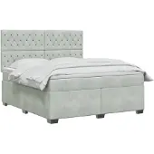 vidaXL Boxspringbett mit Matratze Hellgrau 140 x 190 cm Samt