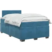 vidaXL Boxspringbett mit Matratze und LED Blau 120 x 190 cm Samt