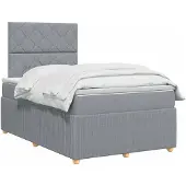 vidaXL LED Boxspringbett mit Matratze Hellgrau 120 x 200 cm Stoff