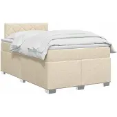 vidaXL Boxspringbett mit Matratze und LED Creme 120 x 190 cm Stoff