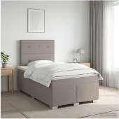 vidaXL Boxspringbett mit Matratze Taupe 120 x 190 cm Stoff