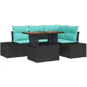 vidaXL Gartensofa-set 5 Stk. 4-Sitzanzahl Schwarz Poly-Rattan