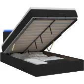 vidaXL Ottoman-Bett mit Matratze und LED Schwarz 120 x 190 cm Stoff