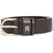 Tommy Hilfiger Ledergürtel "ESSENTIAL EFFORTLESS 2.5 cm breit GOLD" Logoemblem, weiche Haptik, ovale Einfachdornschließe