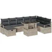 vidaXL Gartensofa-set 9 stk. Poly-Rattan