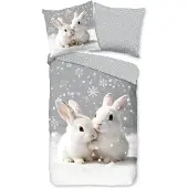 TRAUMSCHLAF Flanell Bettwäsche Kuschelkaninchen 140x200 cm + 70x90 cm