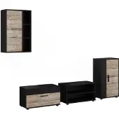 Vicco Wohnwand Berno Schwarz/Sandeiche 4-teiliges Set, Model 59226