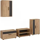 Vicco Wohnwand Berno Goldkraft Eiche/Anthrazit 4-teiliges Set, Model 59207