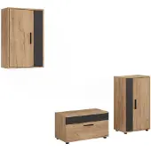 Vicco Wohnwand Berno Goldkraft Eiche/Anthrazit 3-teiliges Set, Model 59208