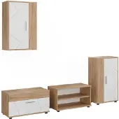 Vicco Wohnwand Berno Goldkraft Eiche/Weiß 4-teiliges Set, Model 59215