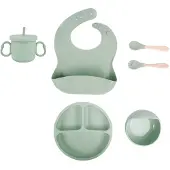 TAUOH Silicone Baby Feeding Set, Beikostbedarf für 6+ Monate Grün