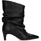 Manfield Schwarze Slouchy Boots aus Leder mit Absatz | Größe 40