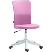 HOMCOM Drehbarer Schreibtischstuhl höhenverstellbar ohne Armlehnen synthetischer Leinenbezug 120kg Pink