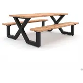 Exit Picknicktisch X-200, 6 Personen, 200cm, Holz Gartentafel, Picknicktisch für Outdoor, Wetterfest