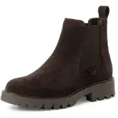 Tamaris Chelseaboots , Damen, Gr. 40, Textil, braun (mokka), Veloursleder, Schuhe Chelseaboots, Blockabsatz, Businessschuh, Herbstboots zum Schlupfen