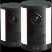 Ring Spotlight Kamera 2. Generation Akku Schwarz Doppelpack