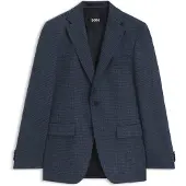 BOSS Gemusterter Slim-Fit Blazer aus Woll-Kaschmir-Mix Grösse 56