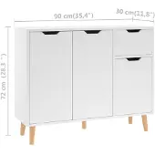 vidaXL Sideboard Weiß 90x30x72 cm Holzwerkstoff