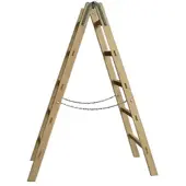 Proregal Sprossenstehleiter Made in Germany 2 x 4 Sprossen 1,2 m Länge Eimerhaken Holzleiter Klappleiter