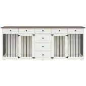 Merax Hundekäfig Möbel 200x60x85cm TV-Schrank Walnuss