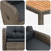 vidaXL Outdoortisch-Set 9 stk. Hellgrau und Dunkelgrau