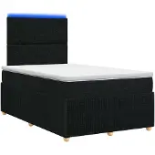 vidaXL LED Boxspringbett mit Matratze Schwarz 120 x 200 cm Stoff