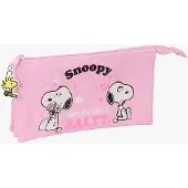 Snoopy Dreifach-Federmäppchen, Rosa