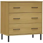 vidaXL Sideboard OSLO mit 3 Schubladen Braun 77x40x79,5 cm Massivholz