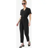 Big Dart Einfarbiger Woven Overall mit Kragen und Schleifendetail