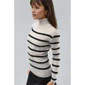 MyFashion Taillierter gestreifter Rippstrickrollkragenpullover