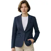 Cavani Damen, marineblauer karierter Woll-Mix, Fischgrät-Tweed-Sakko – Caridi