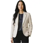 TruClothing Damen cremefarbener Woll-Tweed-Fischgrät-Karoblazer – WS-1