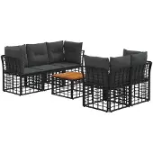 vidaXL Outdoor-Sofagarnitur 6 stk. Schwarz und Dunkelgrau Poly-Rattan