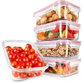 Markenlos Glasbehälter Set 5 Stück - Stapelbare Meal-Prep-Container, rot
