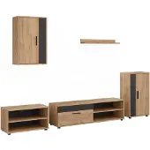 Vicco Wohnwand Berno Goldkraft Eiche/Anthrazit 5-teiliges Set, Model 59203