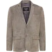 Infinity Leather Herren italienische graue Wildleder-Blazerjacke – Hohl